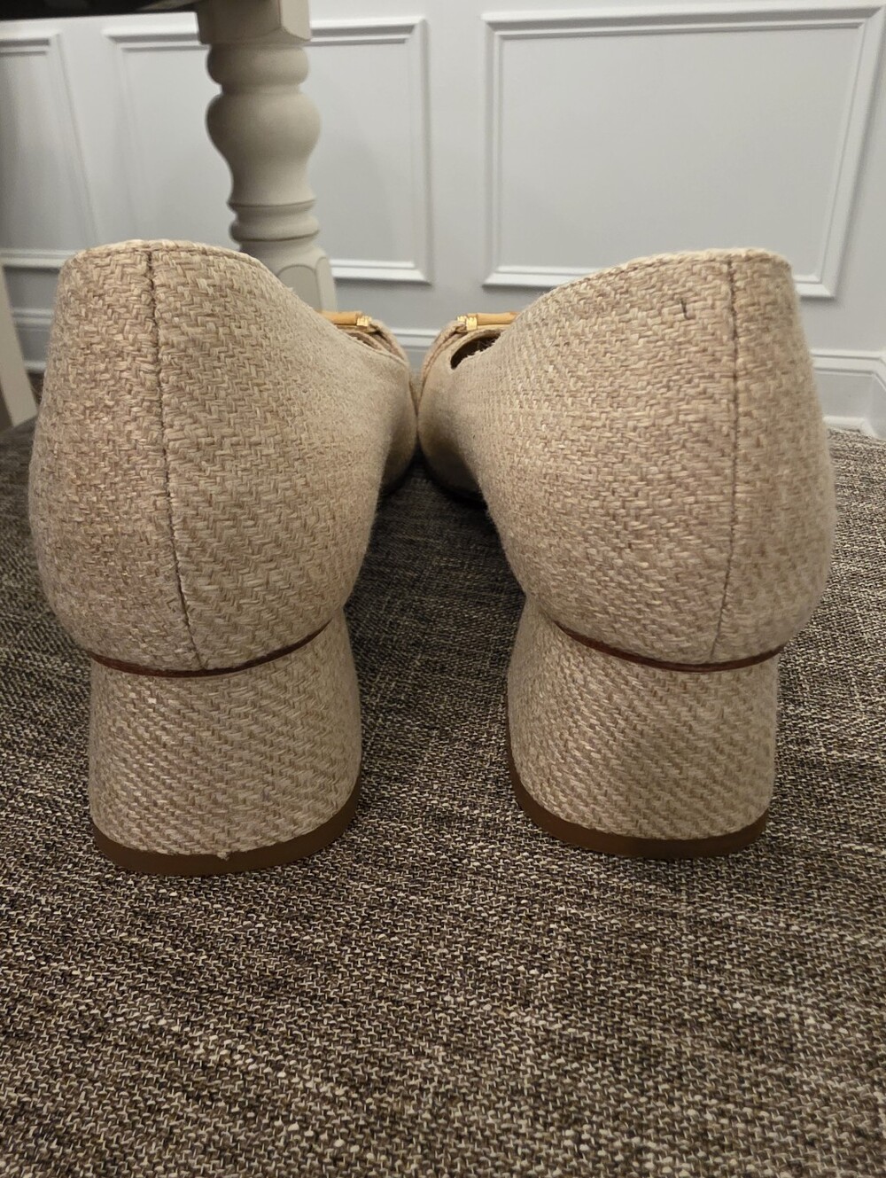Talbots Bamboo Buckle Linen/Tweed Block Heels Size 7 - Picture 4 of 6